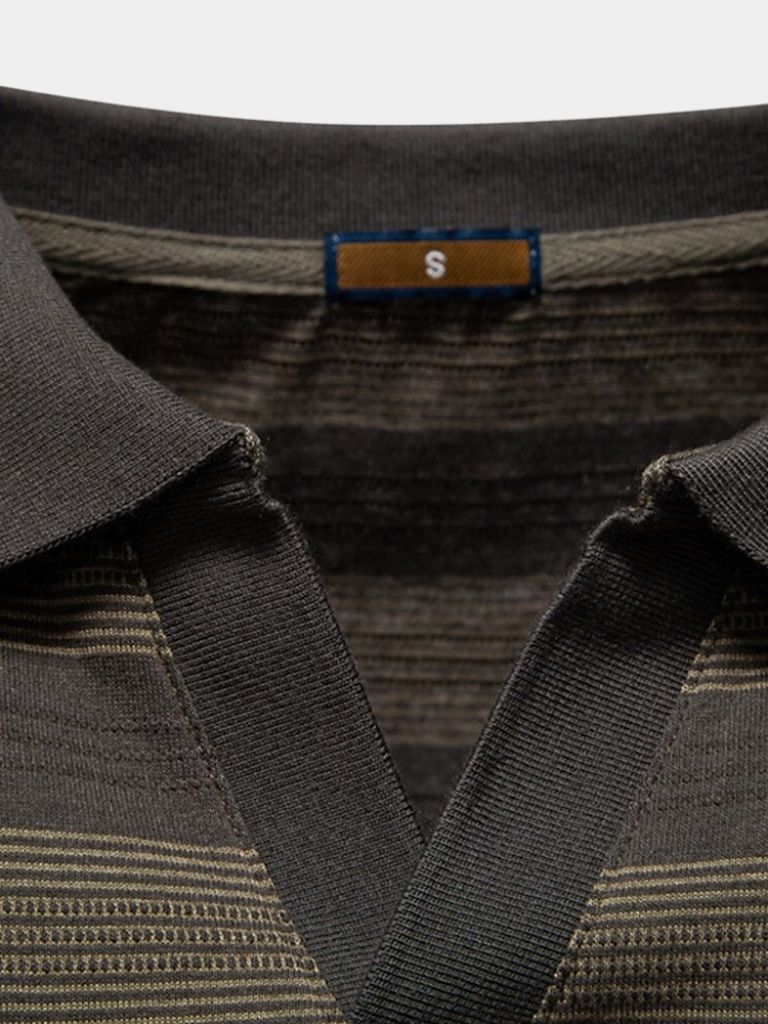 Benjamin | Grau gestreiftes Poloshirt