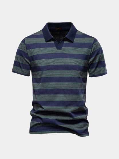 Benjamin | Grau gestreiftes Poloshirt