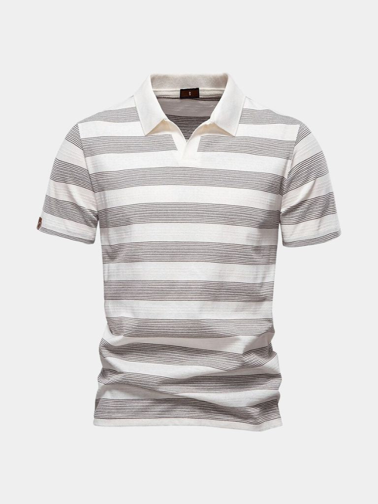 Benjamin | Grau gestreiftes Poloshirt