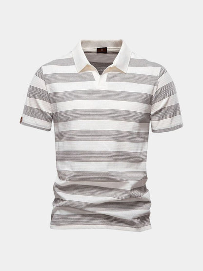 Benjamin | Grau gestreiftes Poloshirt