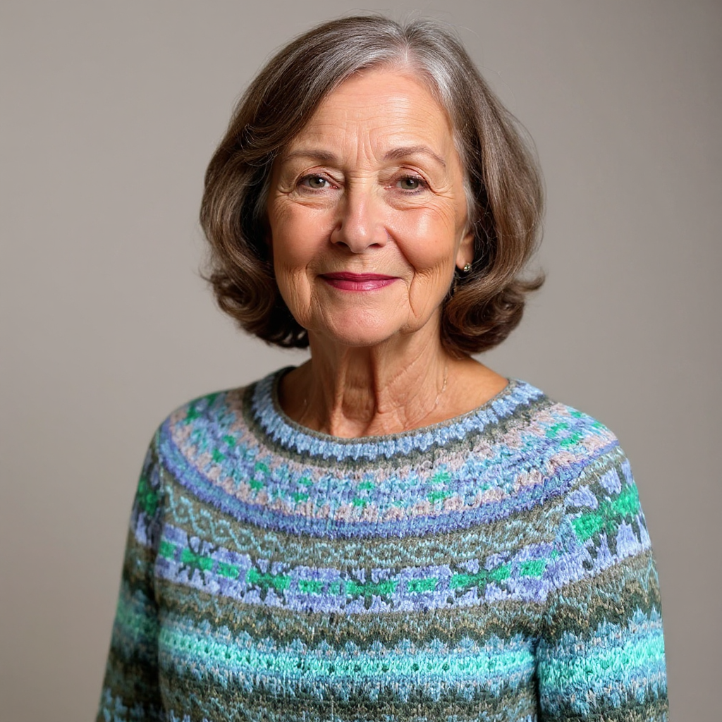 Birgit | Bunter Strickpullover mit Fair-Isle-Muster in Blau