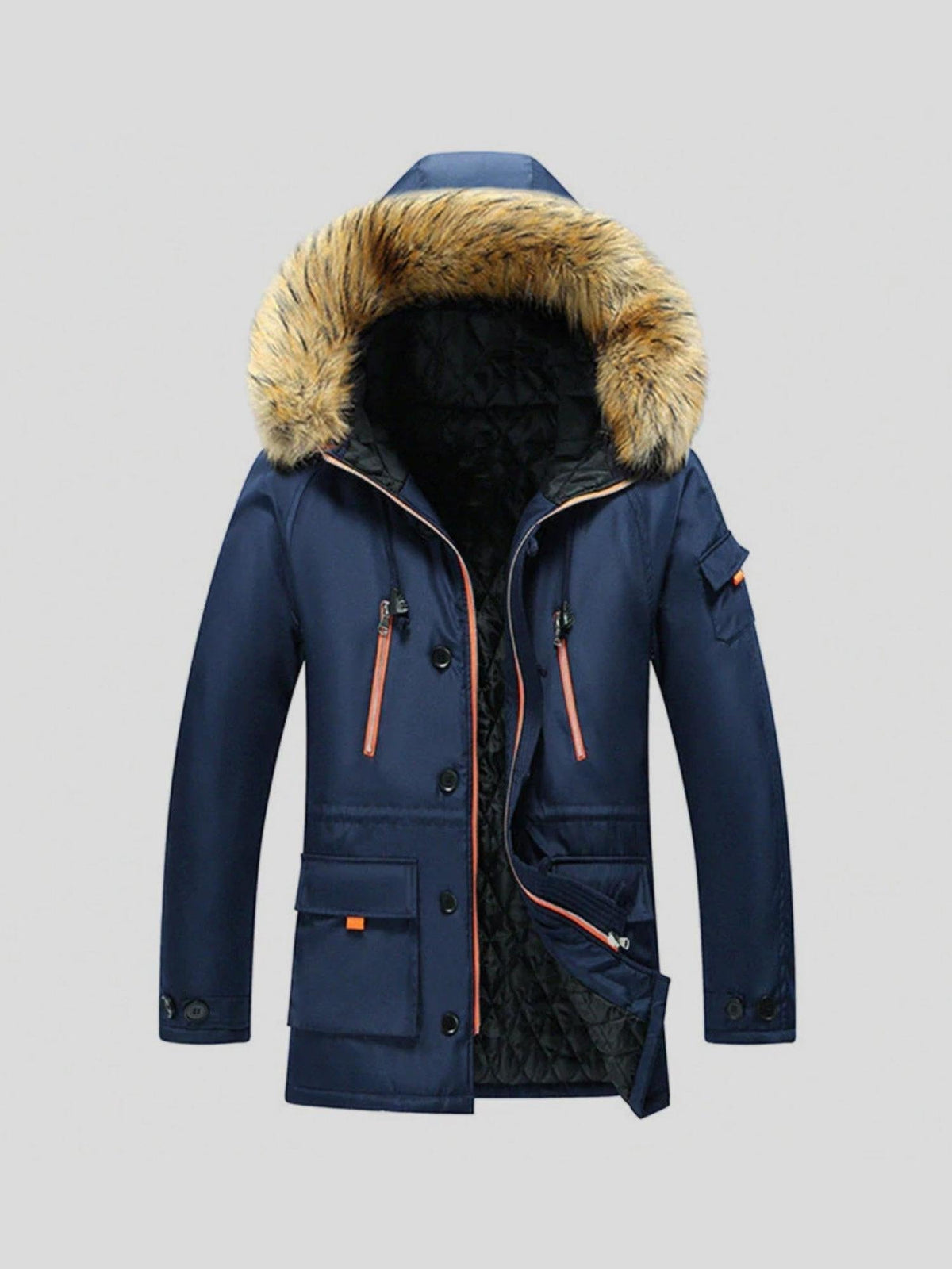 Berthold | Schwarzer Winterparka mit Fellbesatz