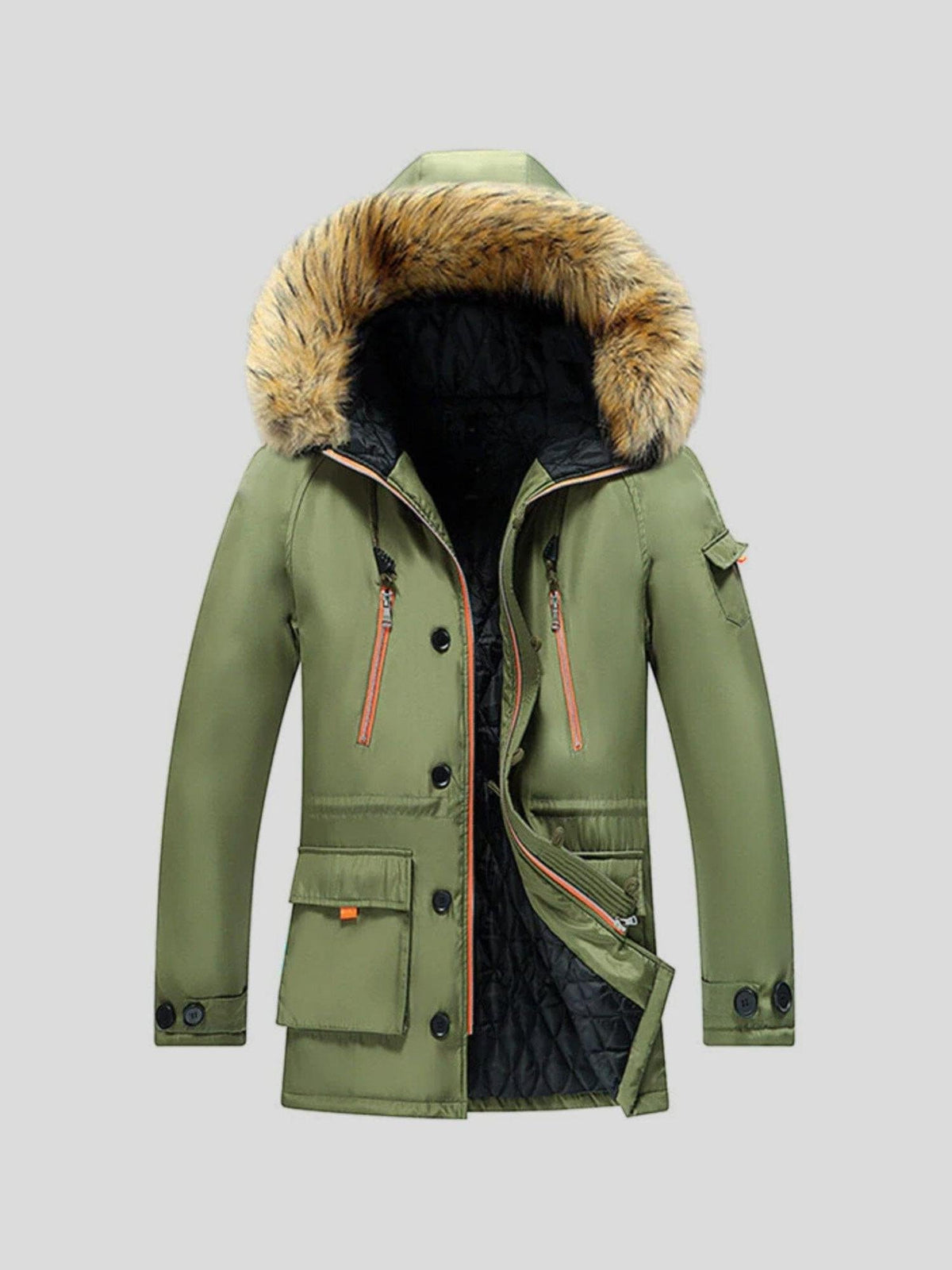 Berthold | Schwarzer Winterparka mit Fellbesatz