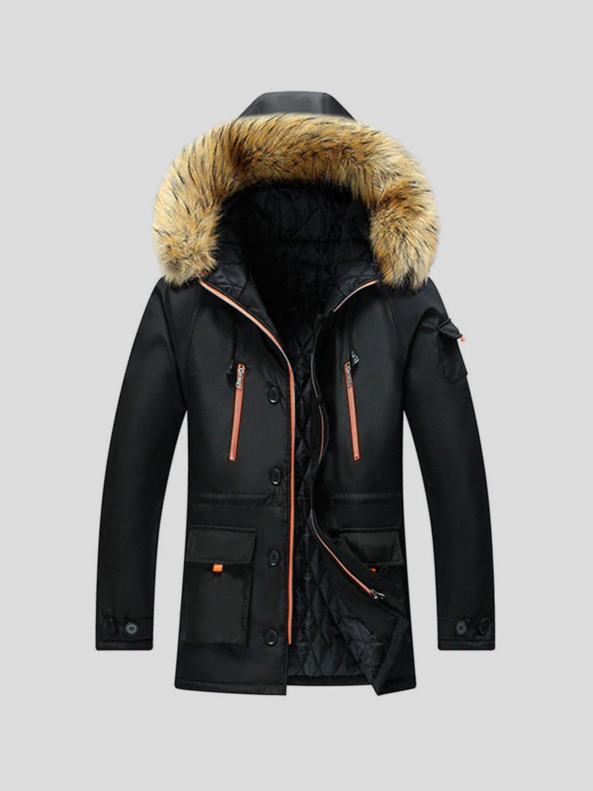 Berthold | Schwarzer Winterparka mit Fellbesatz