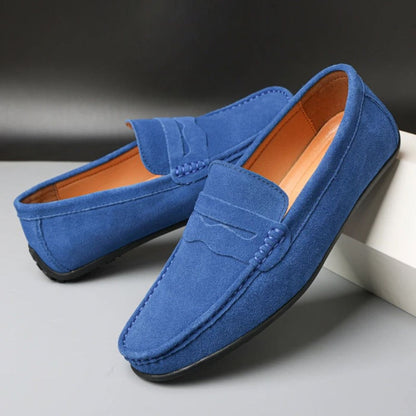 Gregor | Blaue Loafer in Veloursoptik