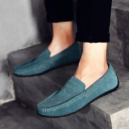 Gregor | Blaue Loafer in Veloursoptik