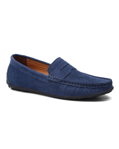 Gregor | Blaue Loafer in Veloursoptik