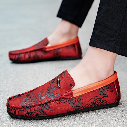Ralf | Loafer in Lederoptik mit floralem Prägemuster