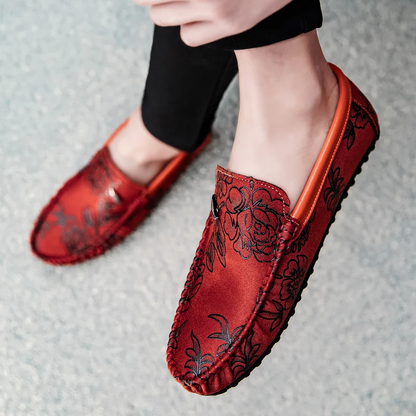 Ralf | Loafer in Lederoptik mit floralem Prägemuster