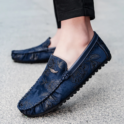 Ralf | Loafer in Lederoptik mit floralem Prägemuster