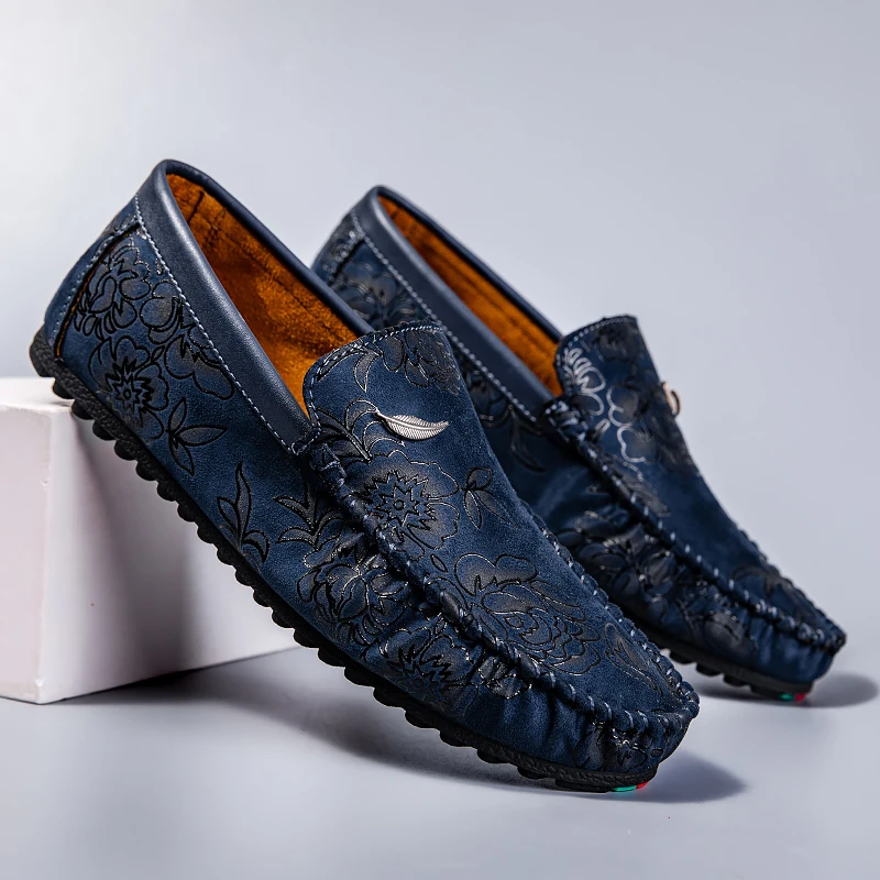 Ralf | Loafer in Lederoptik mit floralem Prägemuster
