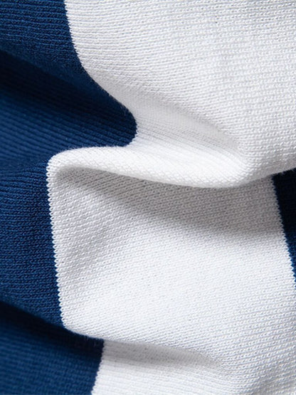 Bernd | Dunkelblaues Poloshirt mit Längsstreifen und Reißverschluss