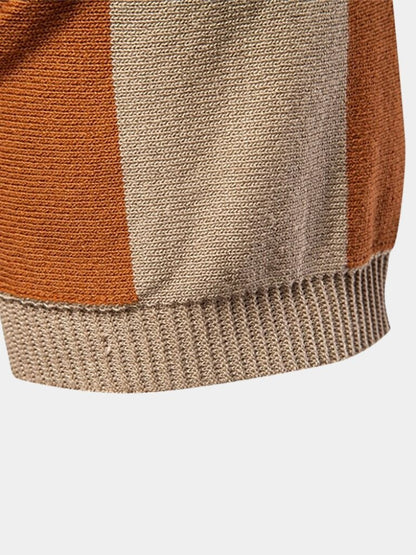 Bernd | Dunkelblaues Poloshirt mit Längsstreifen und Reißverschluss
