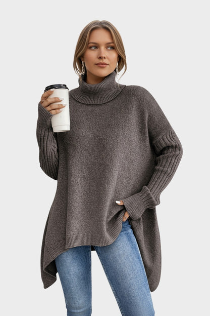 Brigitta | Blauer Longline-Rollkragenpullover