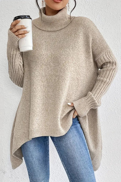 Brigitta | Blauer Longline-Rollkragenpullover