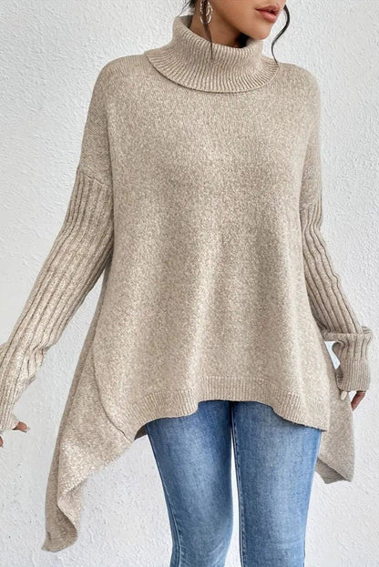 Brigitta | Blauer Longline-Rollkragenpullover