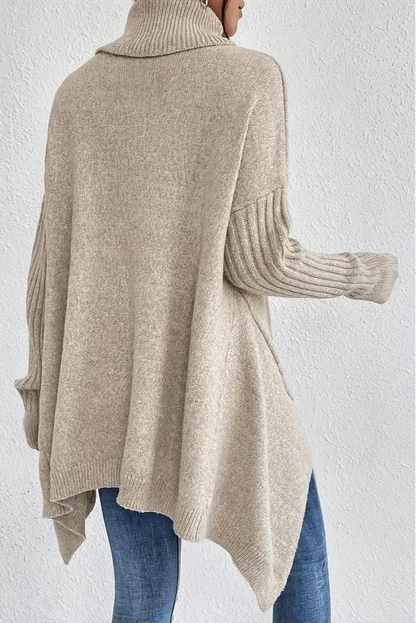 Brigitta | Blauer Longline-Rollkragenpullover