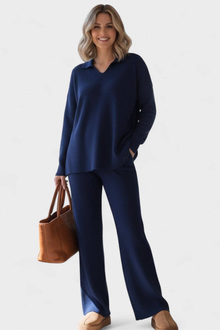 Briony | V-Ausschnitt-Oberteil & weite Hose Set