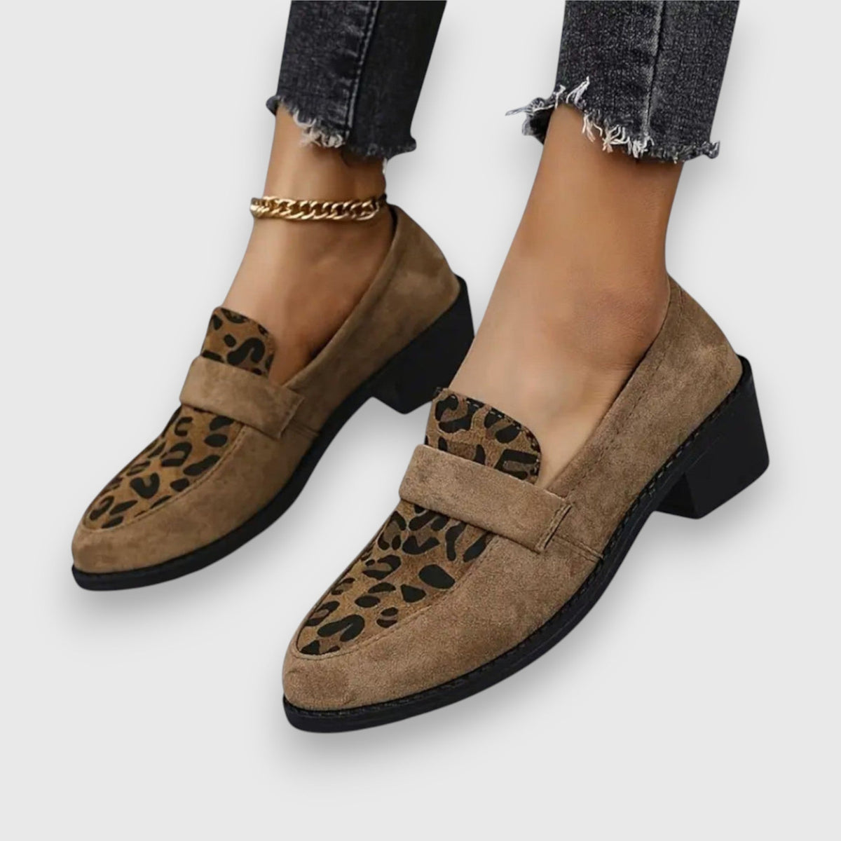 Barbara | Brauner Loafer mit Animalprint