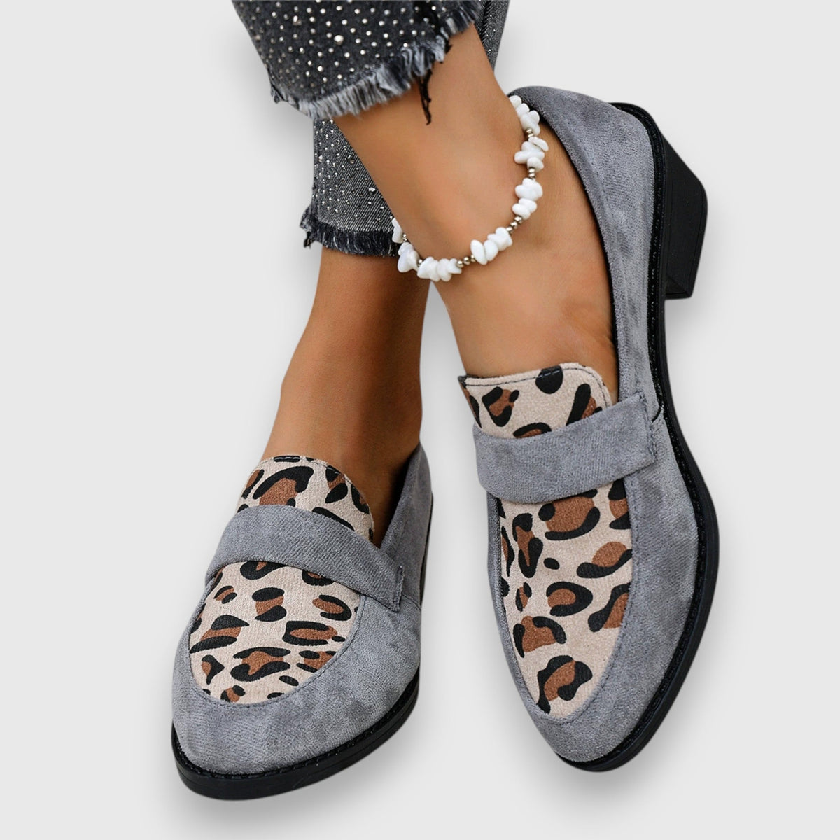 Barbara | Brauner Loafer mit Animalprint