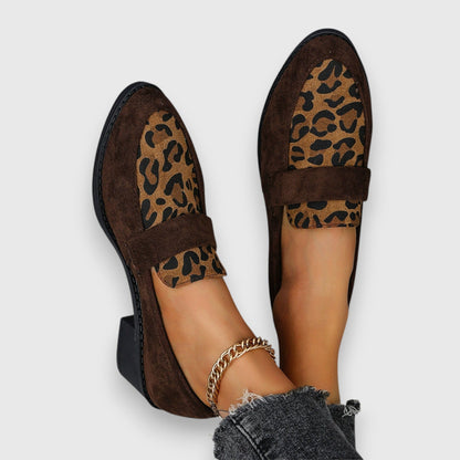 Barbara | Brauner Loafer mit Animalprint