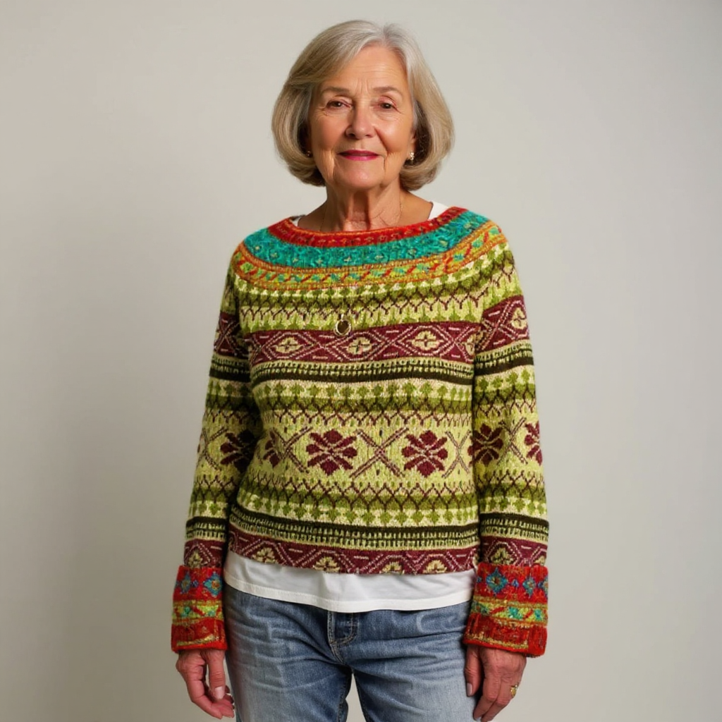 Carola | Norwegerpullover in Grün und Rot