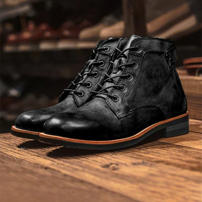 Carsten | Braune Vintage-Schnürstiefel