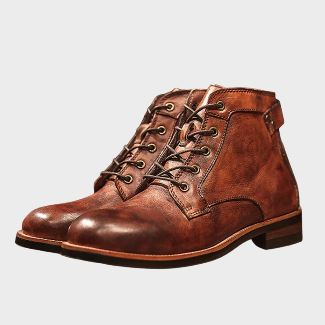 Carsten | Braune Vintage-Schnürstiefel