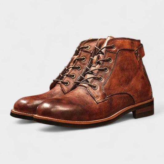 Carsten | Braune Vintage-Schnürstiefel