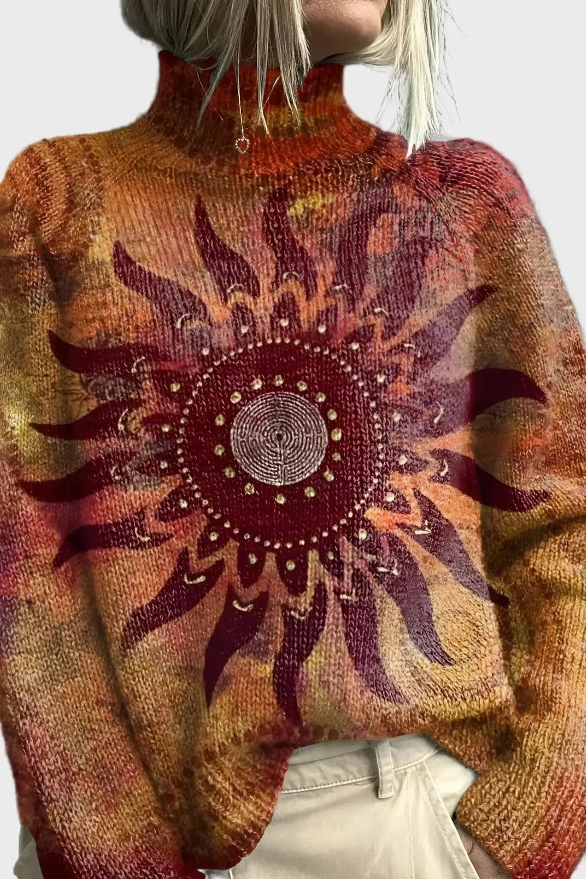 Camilla | Strickpullover mit Sonnenmotiv
