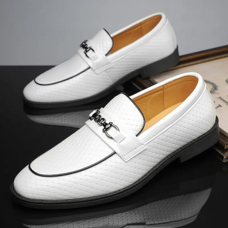 Uwe | Weiße elegante Loafer in Lederoptik