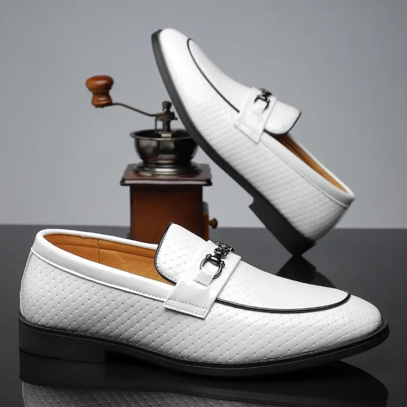 Uwe | Weiße elegante Loafer in Lederoptik