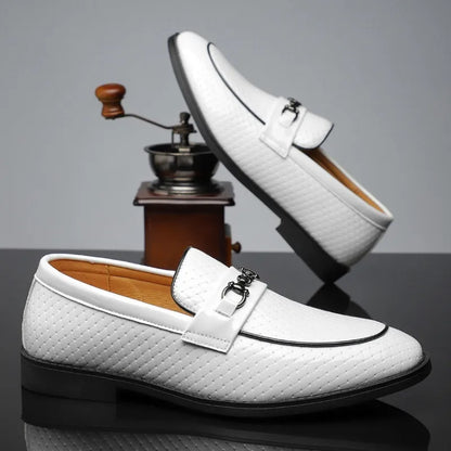Uwe | Weiße elegante Loafer in Lederoptik