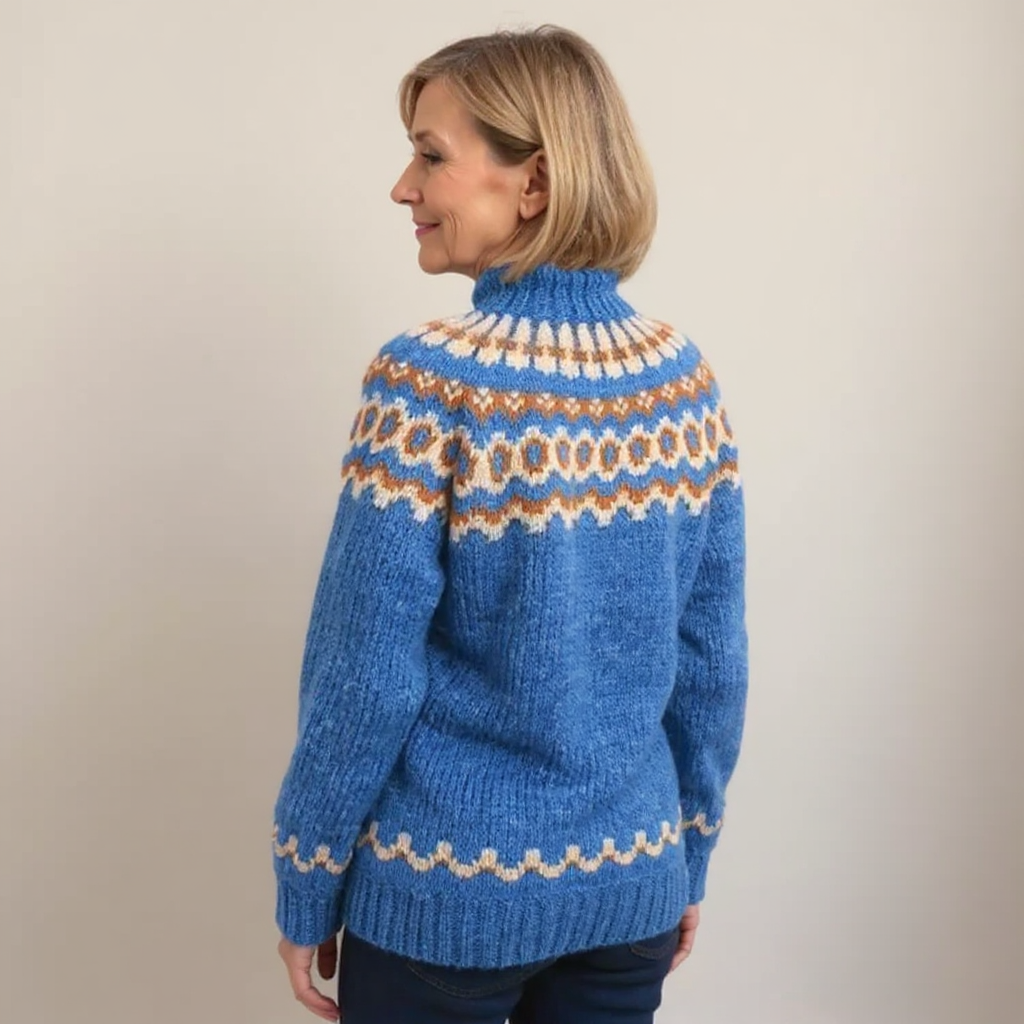 Charlotte | Strickpullover mit Fair-Isle-Muster in Braun und Orange