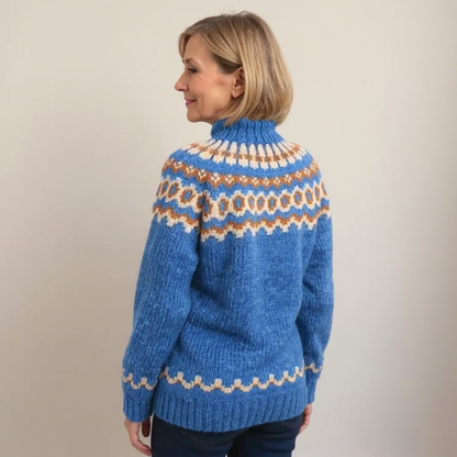 Charlotte | Strickpullover mit Fair-Isle-Muster in Braun und Orange