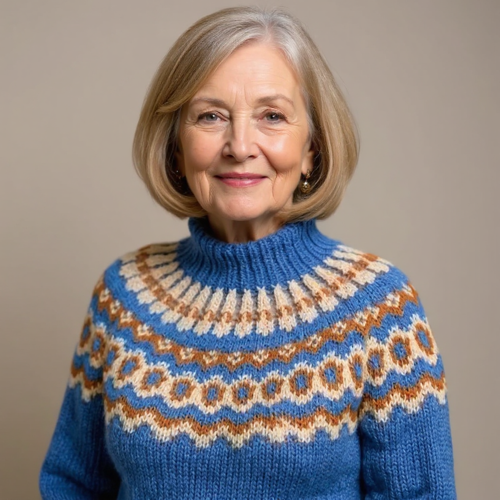 Charlotte | Strickpullover mit Fair-Isle-Muster in Braun und Orange
