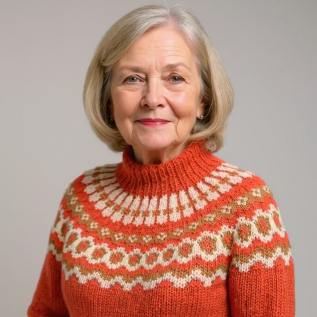 Charlotte | Strickpullover mit Fair-Isle-Muster in Braun und Orange