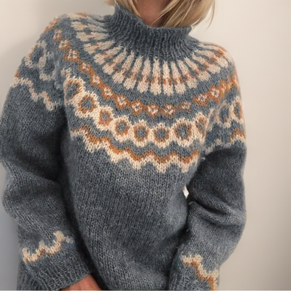 Charlotte | Strickpullover mit Fair-Isle-Muster in Braun und Orange