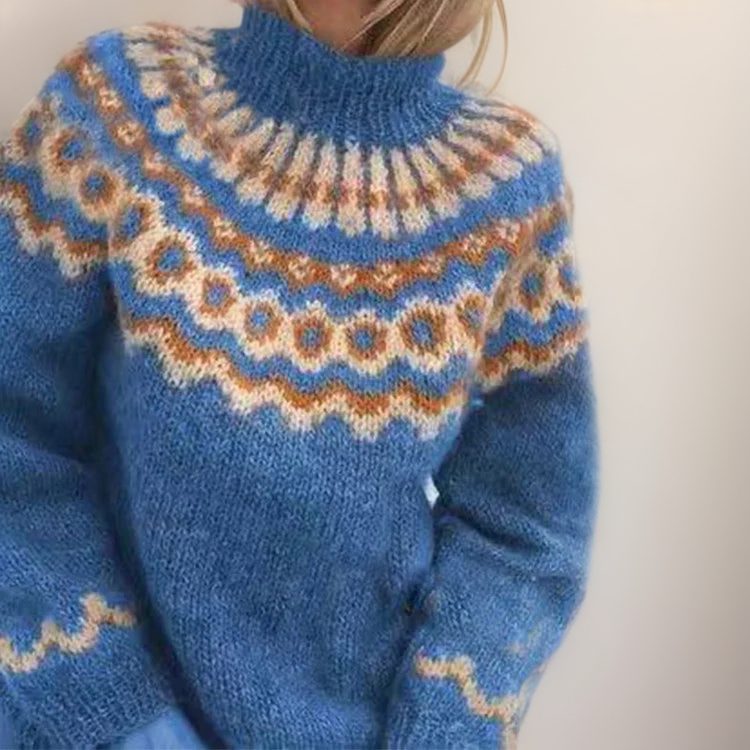 Charlotte | Strickpullover mit Fair-Isle-Muster in Braun und Orange