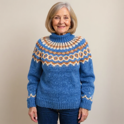 Charlotte | Strickpullover mit Fair-Isle-Muster in Braun und Orange