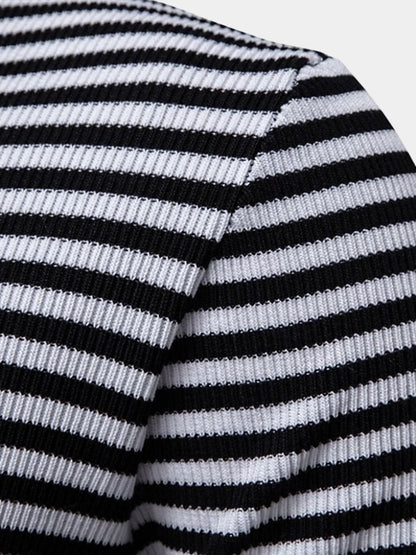 Konstantin | Dunkelblau gestreiftes Poloshirt