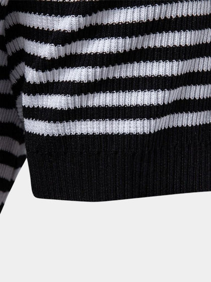 Konstantin | Dunkelblau gestreiftes Poloshirt