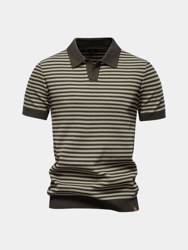 Konstantin | Dunkelblau gestreiftes Poloshirt