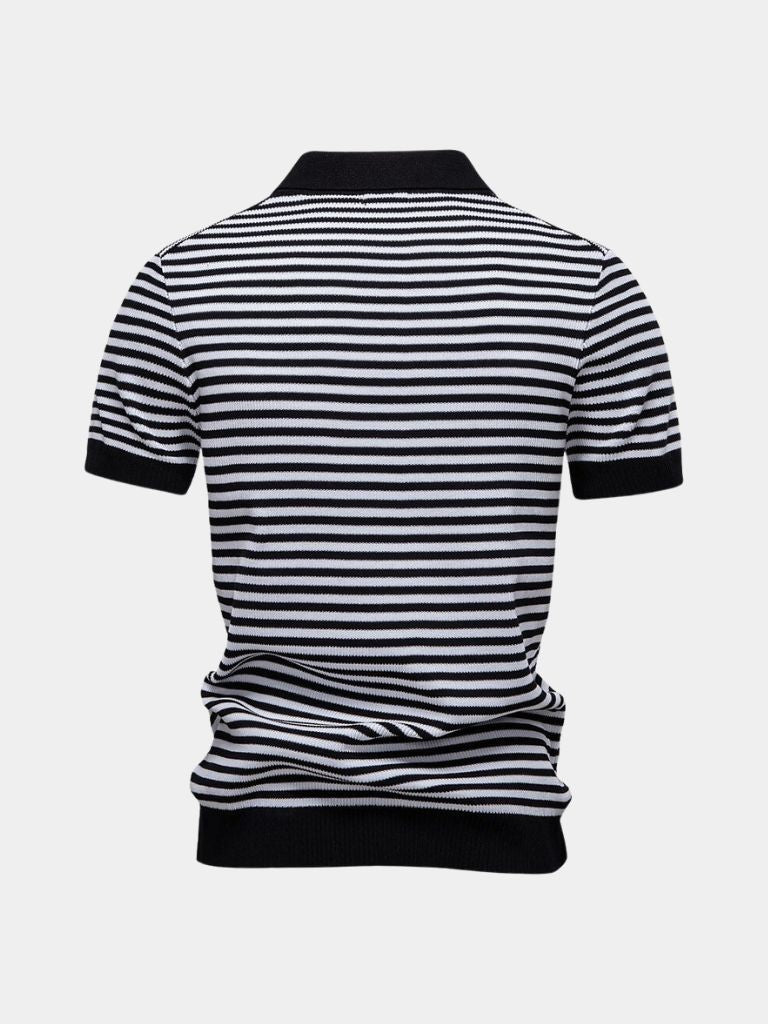 Konstantin | Dunkelblau gestreiftes Poloshirt