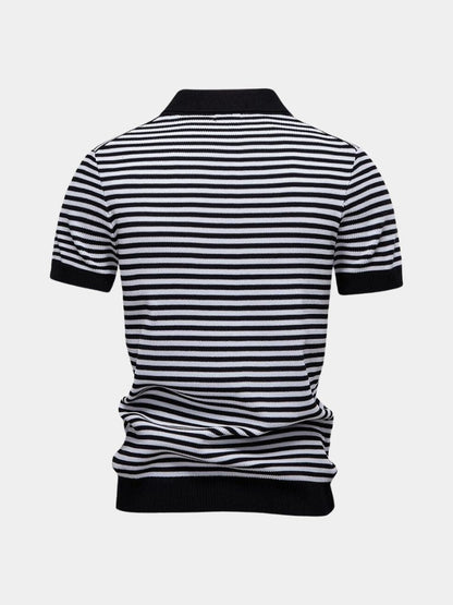Konstantin | Dunkelblau gestreiftes Poloshirt