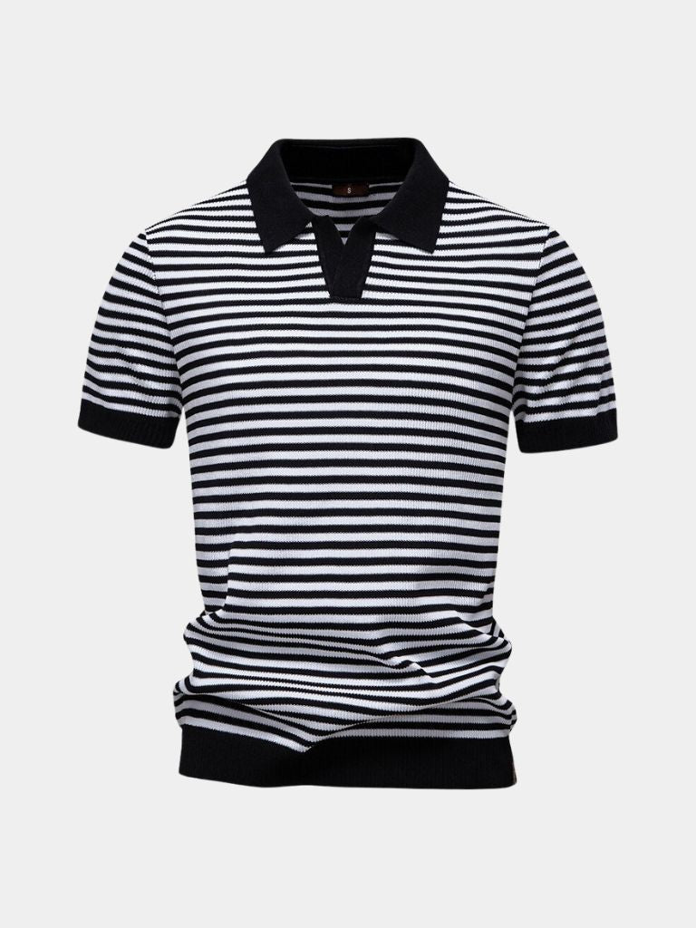 Konstantin | Dunkelblau gestreiftes Poloshirt