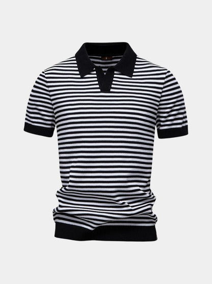 Konstantin | Dunkelblau gestreiftes Poloshirt