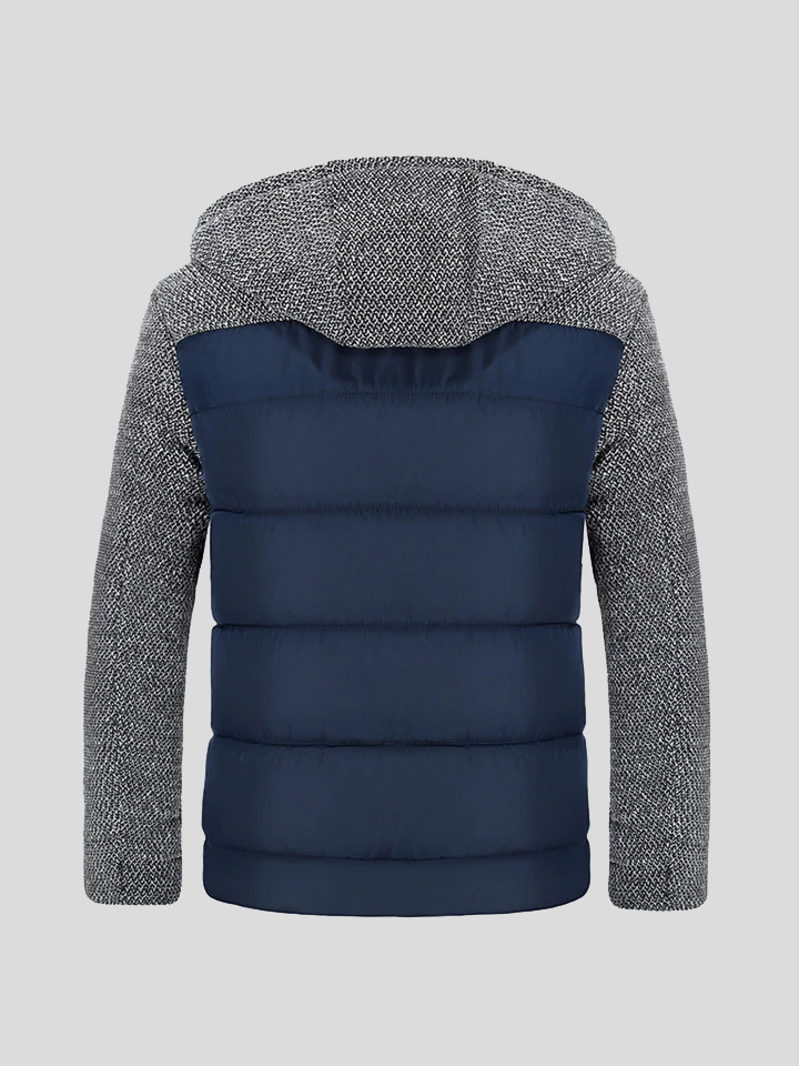 Christoph | Dunkelblaue wattierte Kapuzenjacke