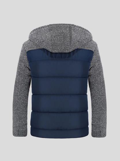 Christoph | Dunkelblaue wattierte Kapuzenjacke