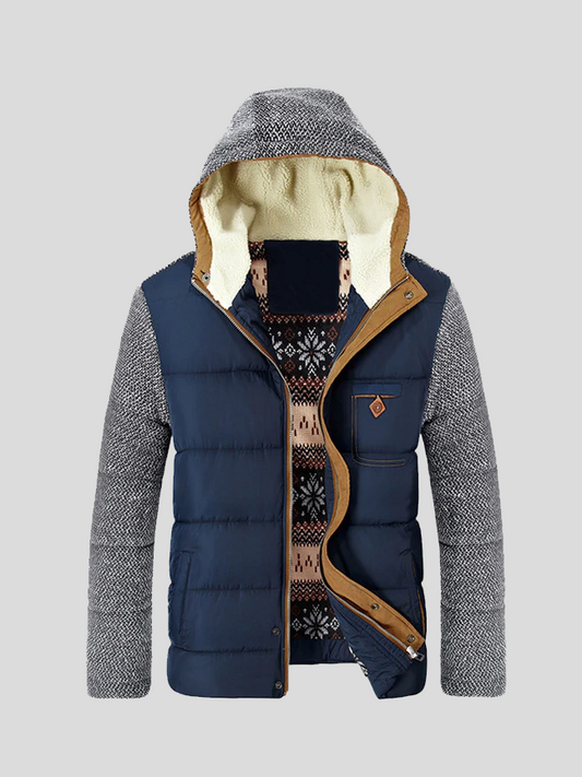 Christoph | Dunkelblaue wattierte Kapuzenjacke